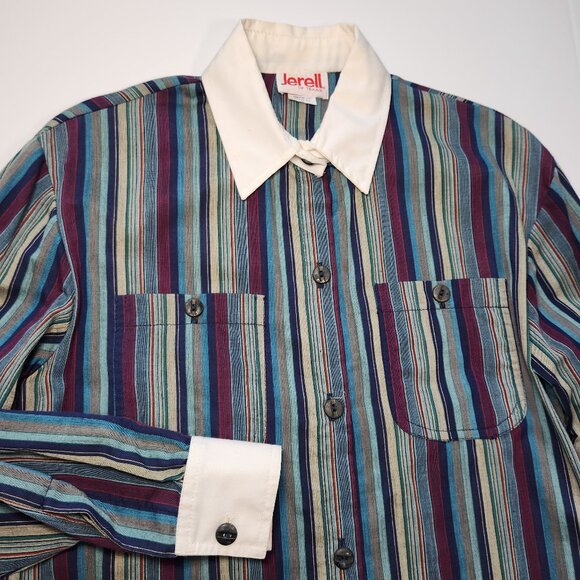 Vintage 70's Jerell Striped Shirt Dress 1970's Retro Mod Preppy Collared Dress S - Picture 3 of 6